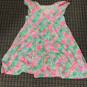 Lilly Pulitzer Kawai Flutter Sleeve Swing Dress Surf Blue 010158 XL NEW!